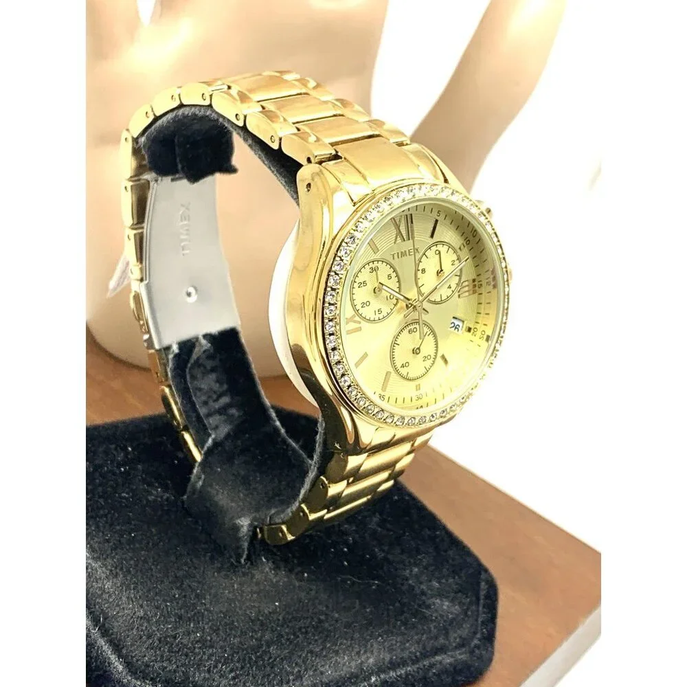 Timex Women's Watch TW2V57800 Quartz Chronograph Gold Dial Stainless Steel 38mm